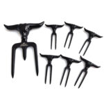 Kit Garfo Tridente Preto Com 6 Mini Garfinhos