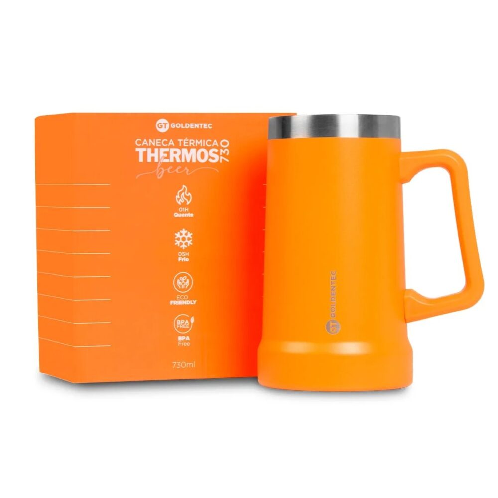 Caneca Térmica Inox 730ml Goldentec GT Beer